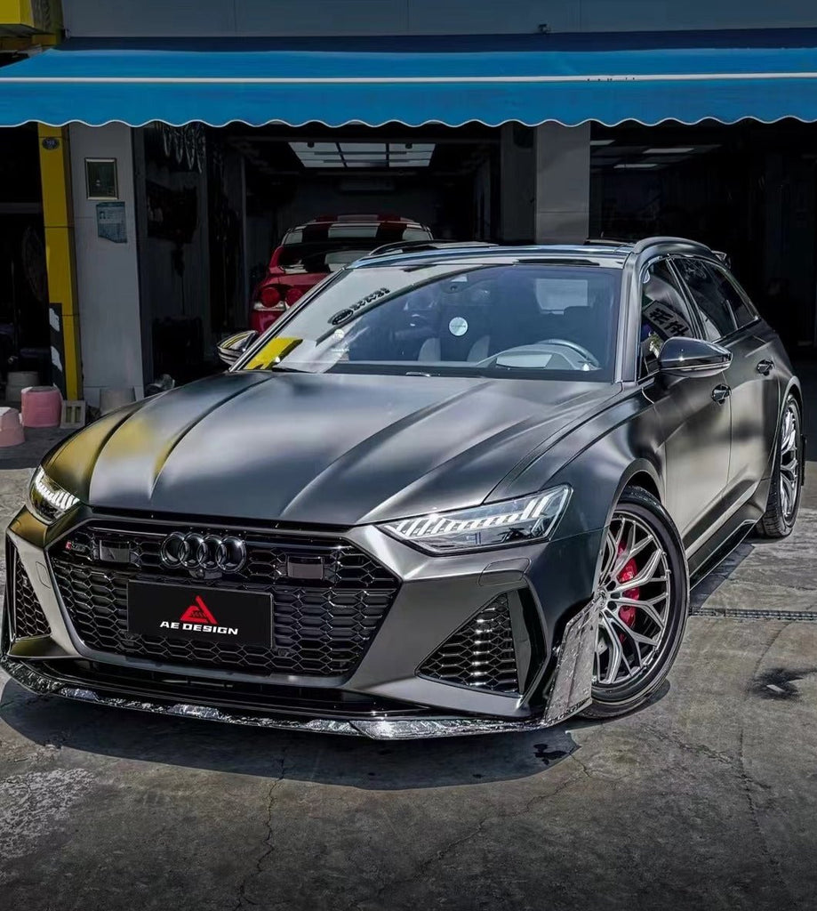 Audi RS6 C8 2020 2021 2022 2023 2024 & RS7 C8 2020 2021 2022 2023 2024 with Aftermarket Parts - AE Front Lip Pre-Preg Carbon Fiber from ArmorExtend