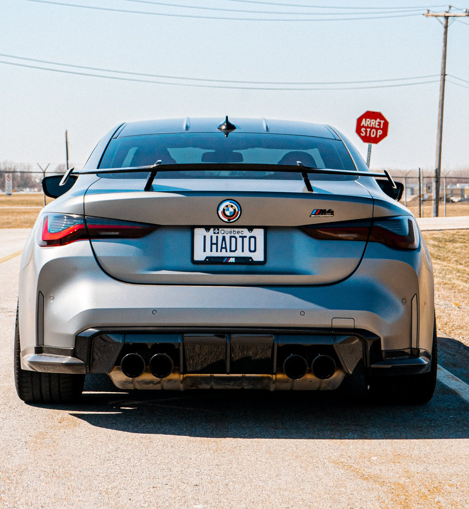 BMW M4 M4C M4CS G82 2021-ON & I4 M50 / e Drive 40 G26 2022-ON & 4 Series Gran Coupe M440 430 G26 2022-ON with Aftermarket Parts - MP Style Rear Wing Carbon Fiber/FRP from ArmorExtend
