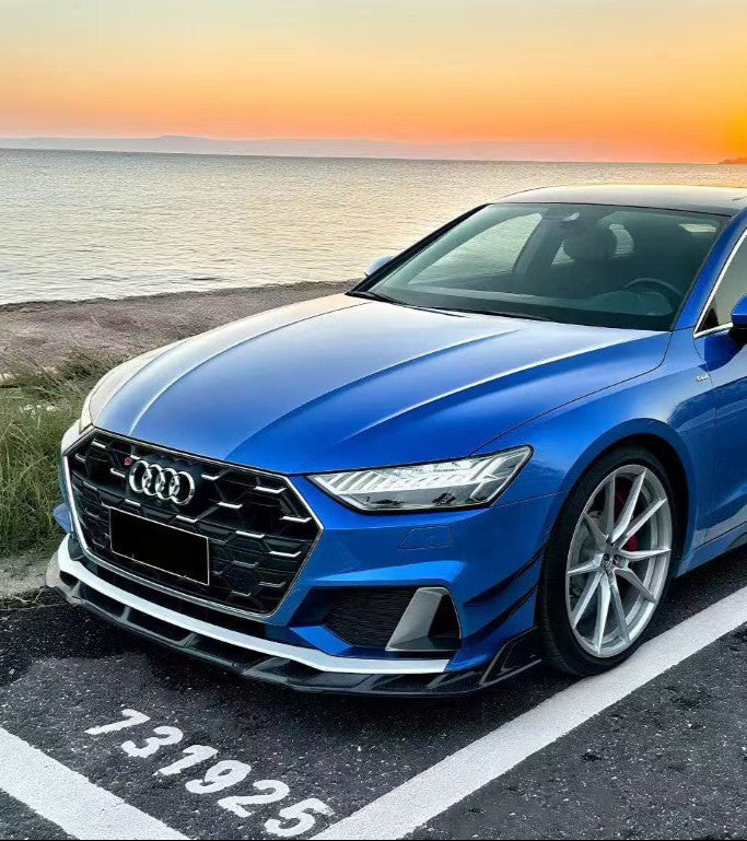 Audi S7 A7 (with S-bumper) C8 2019-ON with Aftermarket Parts - ART V2 Style Front Lip Dry Pre-preg Carbon Fiber from ArmorExtend