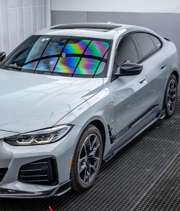 BMW I4 M50 / e Drive 40 & 4 Series Gran Coupe M440i 430i G26 2022 2023 2024 with Aftermarket Parts - AE Style Side Skirts Carbon Fiber from ArmorExtend