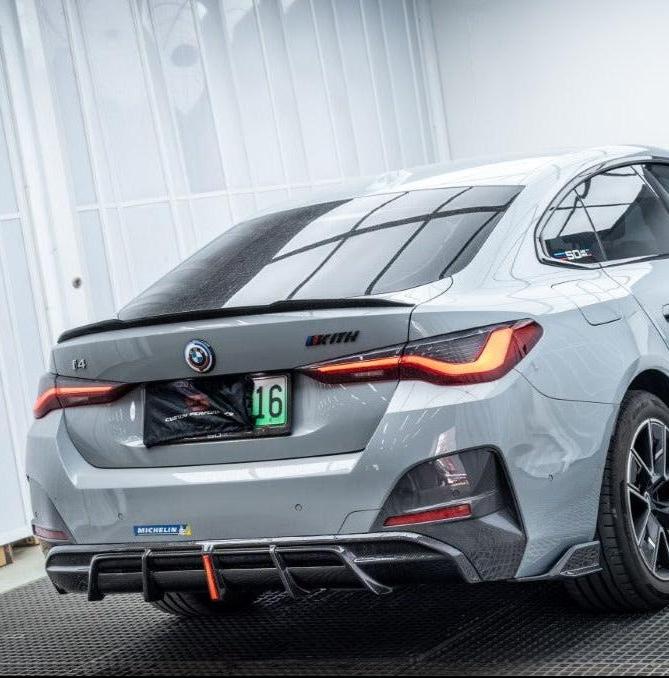 BMW I4 M50 / e Drive 40 G26 2022-ON & 4 Series Gran Coupe M440i 430i  G26 2022-ON (with M-package bumper, does not fit base model) with Aftermarket Parts - AE Style Carbon Fiber Rear Diffuser & Canards from ArmorExtend