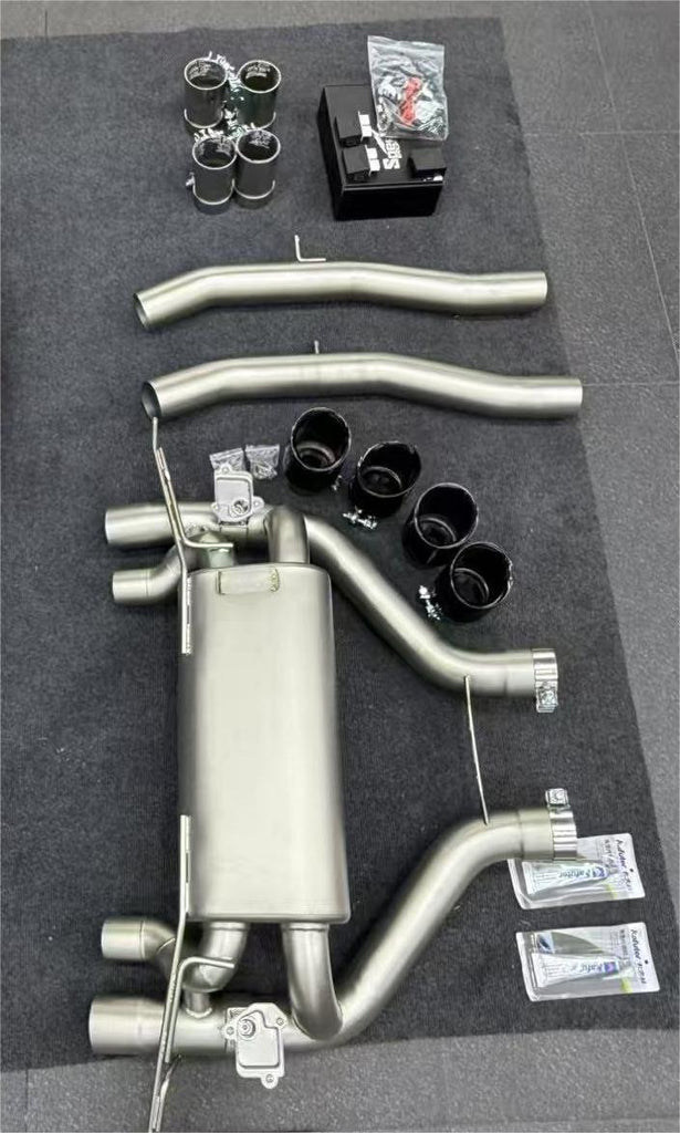 BMW M2C G87 2023-ON (3.0T) with Aftermarket Parts - GT4 Style Catback Exhaust with Valve Stainless Steel / Titanium from ArmorExtend