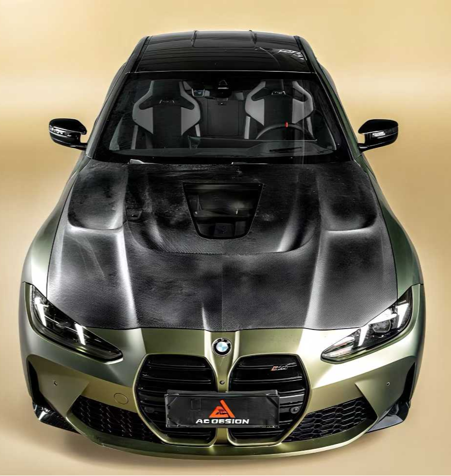 BMW M3CS M3C M3 G80 G81 2021-ON & M4CSL M4CS M4C M4 G82 G83 2021-ON with Aftermarket Parts - ART Vented Transparent Glass V2 Hood Bonnet Dry Pre-preg Carbon Fiber from ArmorExtend