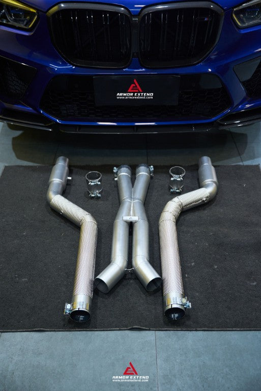 BMW X5M X5MC F95 & X6M X6MC F96 Pre-LCI 2020 2021 2022 2023 with Aftermarket Parts - Midpipe Exhaust Stainless Steel / Titanium from ArmorExtend