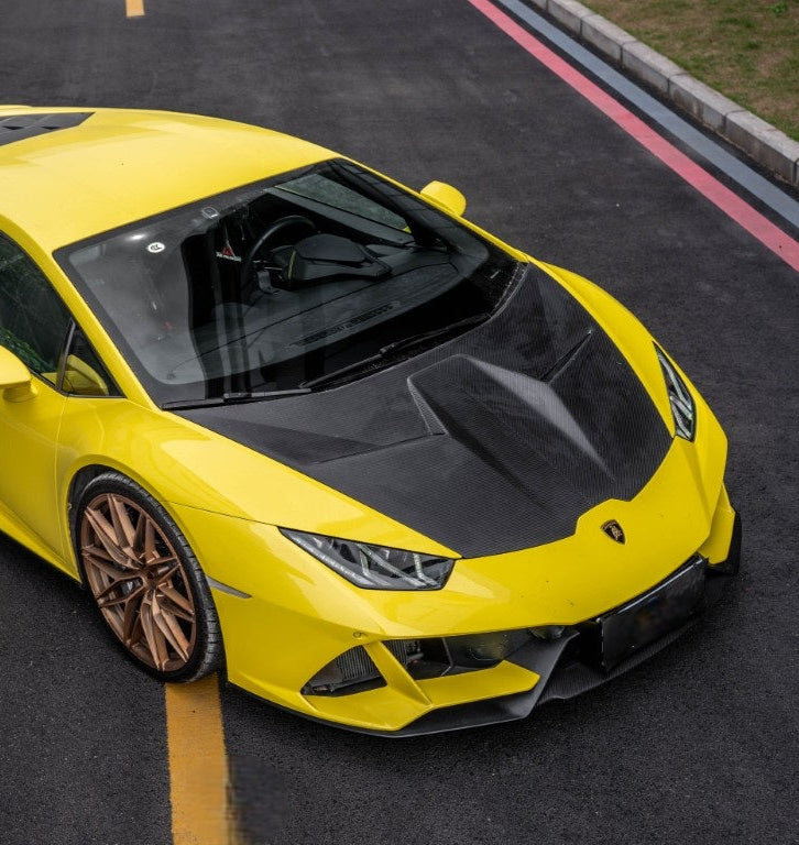 Lamborghini Huracan LP580 LP610 Evo RWD AWD Tecnica Performante 2015 2016 2017 2018 2019 2020 2021 2022 2023 2024 with Aftermarket Parts - Hood Pre-preg Carbon Fiber from ArmorExtend