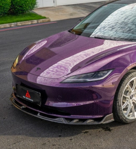 Tesla Model 3 Highland 2024-ON with Aftermarket Parts - Front Lip Dry Pre-preg Carbon Fiber from ArmorExtend