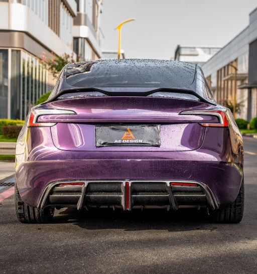 Tesla Model 3 Highland / Performance 2024-ON with Aftermarket Parts - Rear Diffuser Dry Pre-preg Carbon Fiber from ArmorExtend