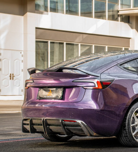 Tesla Model 3 Highland / Performance 2024-ON with Aftermarket Parts - Rear Lip Spoiler Dry Pre-preg Carbon Fiber from ArmorExtend