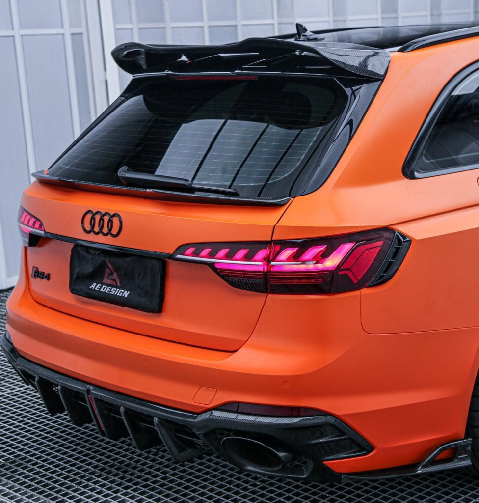 Audi RS4 B9 B9.5 2018 2019 2020 2021 2022 2023 2024 & S4 / A4 Avant B9 B9.5 2017 2018 2019 2020 2021 2022 2023 2024 with Aftermarket Parts - AE Rear Spoiler Carbon Fiber from ArmorExtend