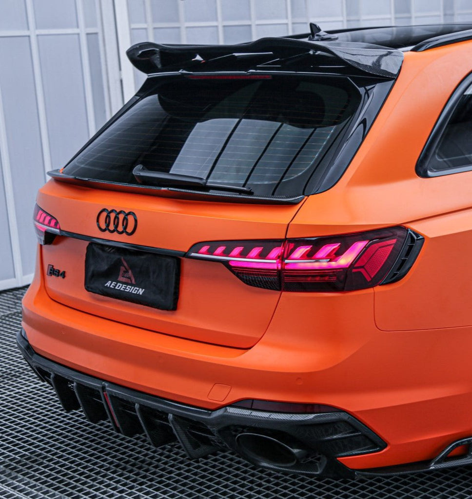 Audi RS4 B9 / B9.5 2018 2019 2020 2021 2022 2023 2024 with Aftermarket Parts - AE Rear Roof Spoiler Carbon Fiber from ArmorExtend