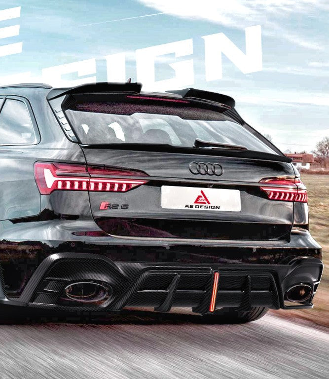 Audi RS6 C8 2020-ON with Aftermarket Parts - Rear Lip Spoiler Dry Pre-preg Carbon Fiber from Armorextend