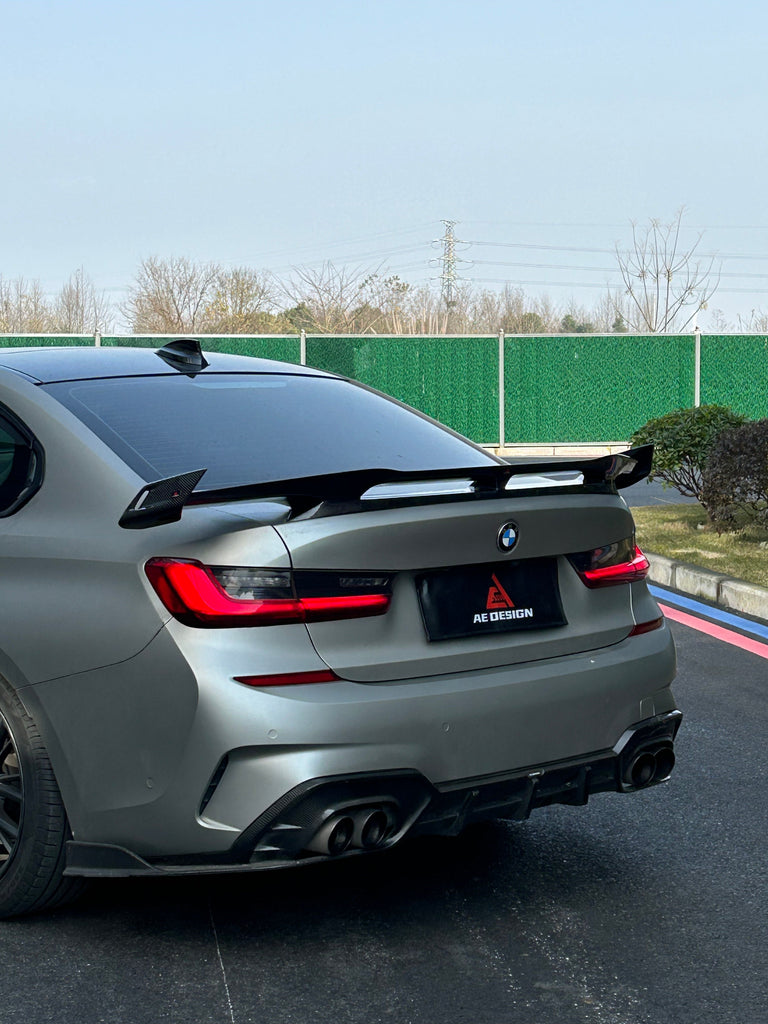 BMW M3 G80 2021-ON & 3 Series 330i M340i (Fits Both Pre-LCI & LCI) G20 2019-ON with Aftermarket Parts - AE Rear Wing Spoiler Carbon Fiber from ArmorExtend