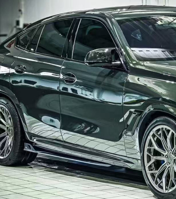BMW X5 M60i xDrive50e x/sDrive40i G05 (Fits Both Pre-LCI & LCI) 2020-ON & X5M X5MC F95 (Fits Both Pre-LCI & LCI) 2020-ON & X6 M60I xDrive40i G06 (Fits Pre-LCI & LCI) 2020-ON & X6M X6MC F96 (Fits Pre-LCI & LCI) 2020-ON with Aftermarket Parts - AE V2 Side Skirts Pre-preg Pre-preg Carbon Fiber from Armorextend