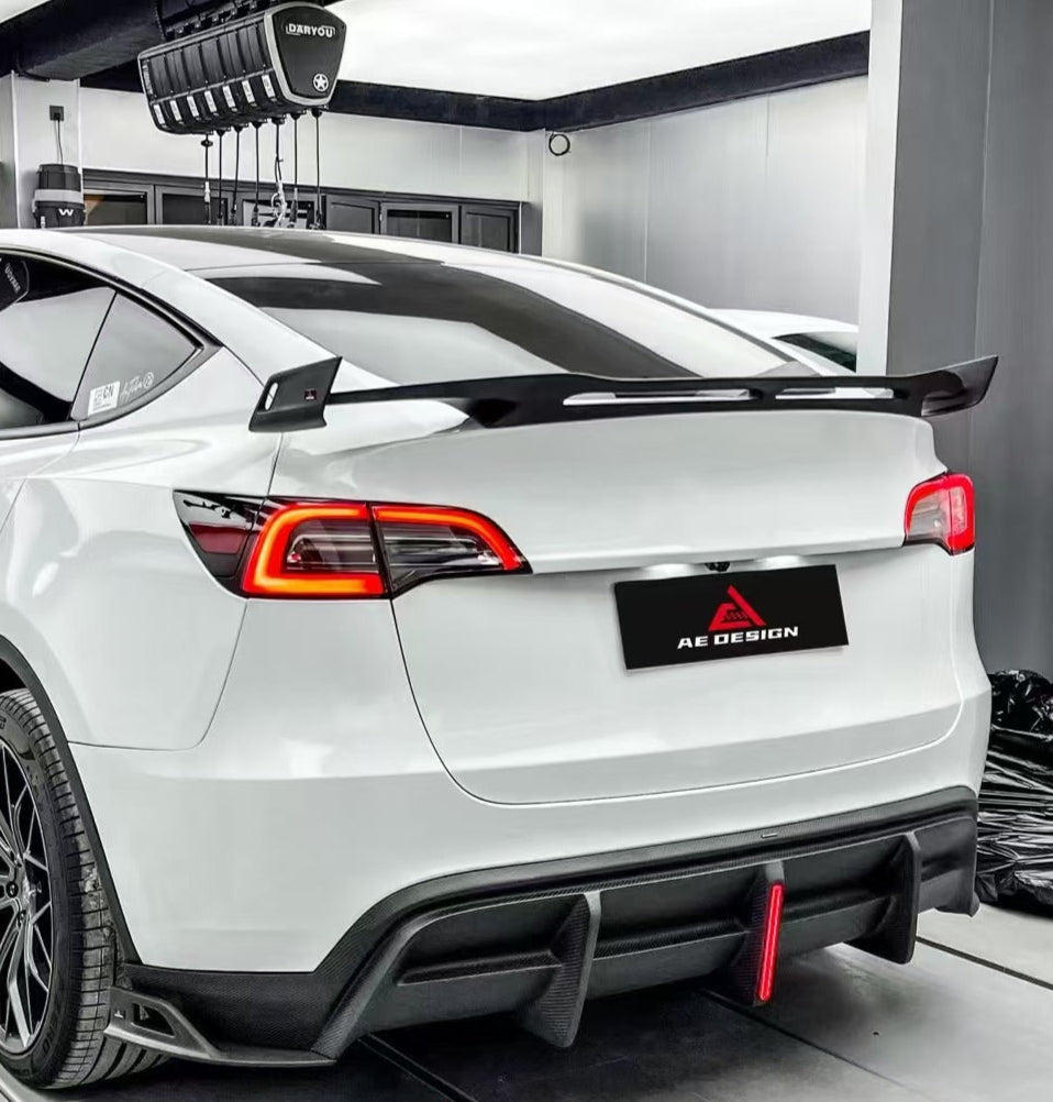 Tesla Model Y Performance AWD Long Range RWD Standard 2020 2021 2022 2023 2024 with Aftermarket Parts - AE Rear Wing Carbon Fiber from ArmorExtend