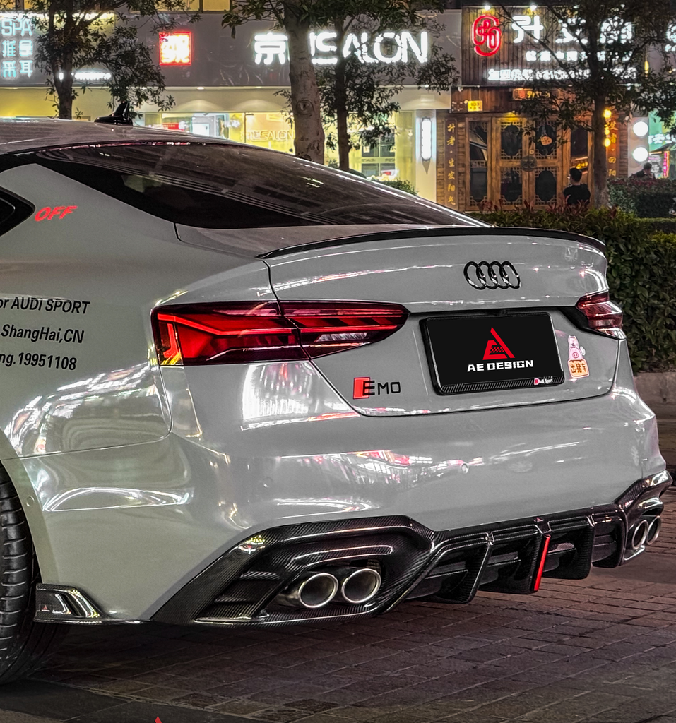 Audi S5 A5 (with s-line bumper, does not base model) B9.5 2020 2021 2022 2023 2024 with Aftermarket Parts - AE Rear Diffuser & Canards Carbon Fiber from ArmorExtend