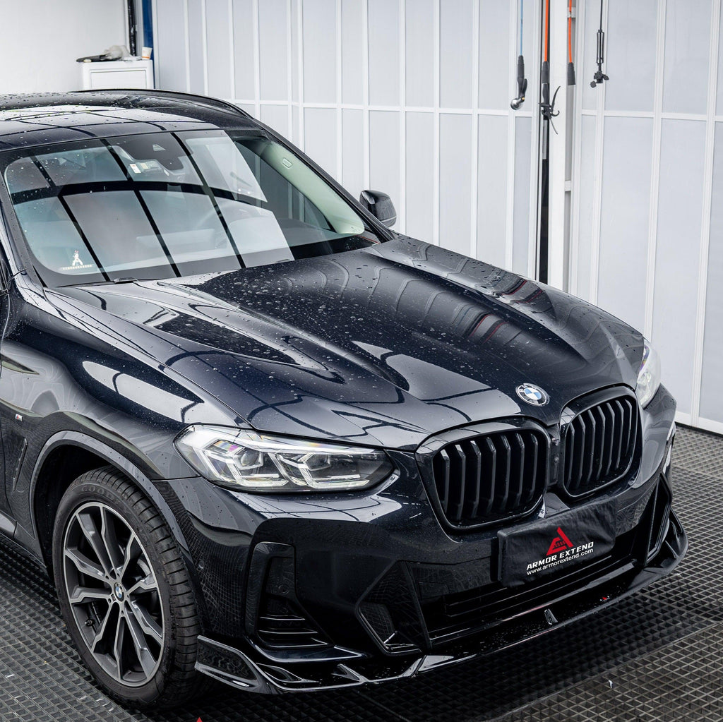 BMW X3 s/x Drive 30i (with M-Package Bumper) & M40i G01 LCI 2022 2023 2024 & X4 xDrive 30i (with M-Package Bumper) & M40i G02 LCI 2022 2023 2024 with Aftermarket Parts - Plustic Style Front Lip ABS from ArmorExtend