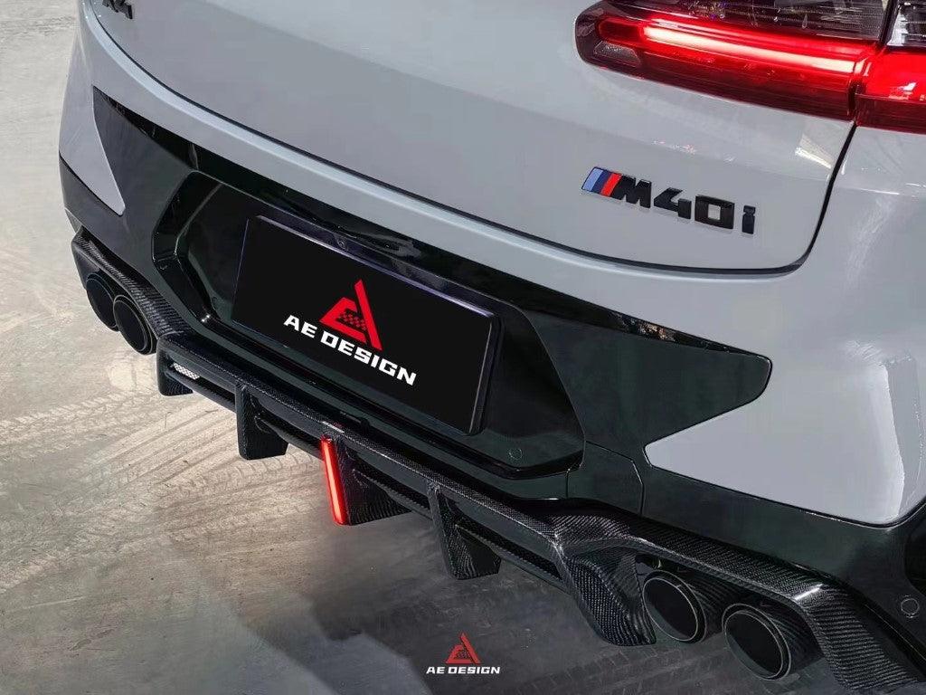 BMW X4 xDrive 30i (with M-Package Bumper) & M40i G02 LCI 2022 2023 2024 with Aftermarket Parts - AE Style Diffuser & Canards Carbon Fiber from ArmorExtend