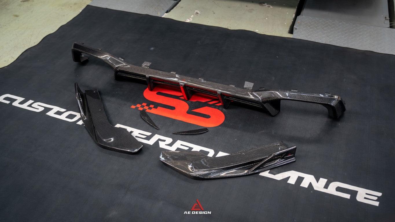 BMW X4 xDrive 30i (with M-Package Bumper) & M40i G02 LCI 2022 2023 2024 with Aftermarket Parts - AE Style Diffuser & Canards Carbon Fiber from ArmorExtend