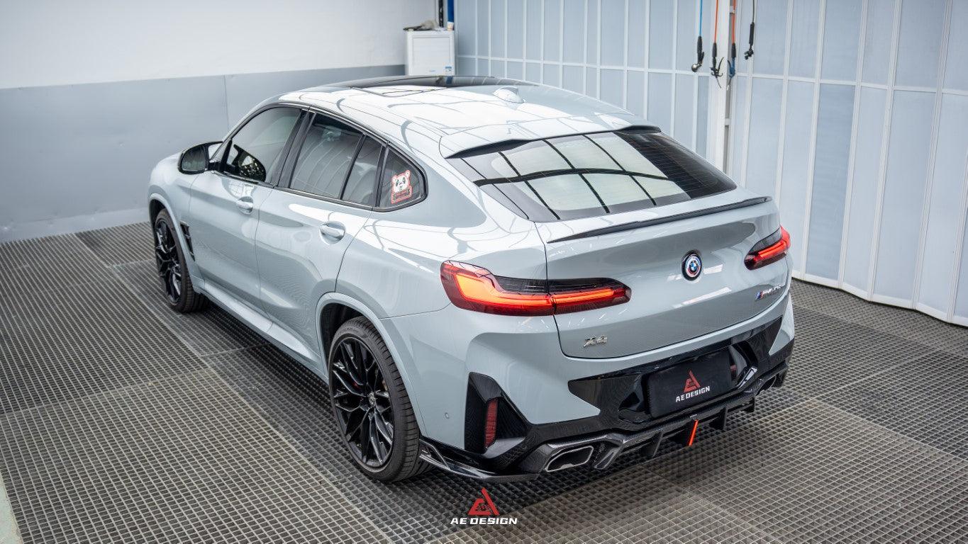 BMW X4 xDrive 30i (with M-Package Bumper) & M40i G02 LCI 2022 2023 2024 with Aftermarket Parts - AE Style Diffuser & Canards Carbon Fiber from ArmorExtend