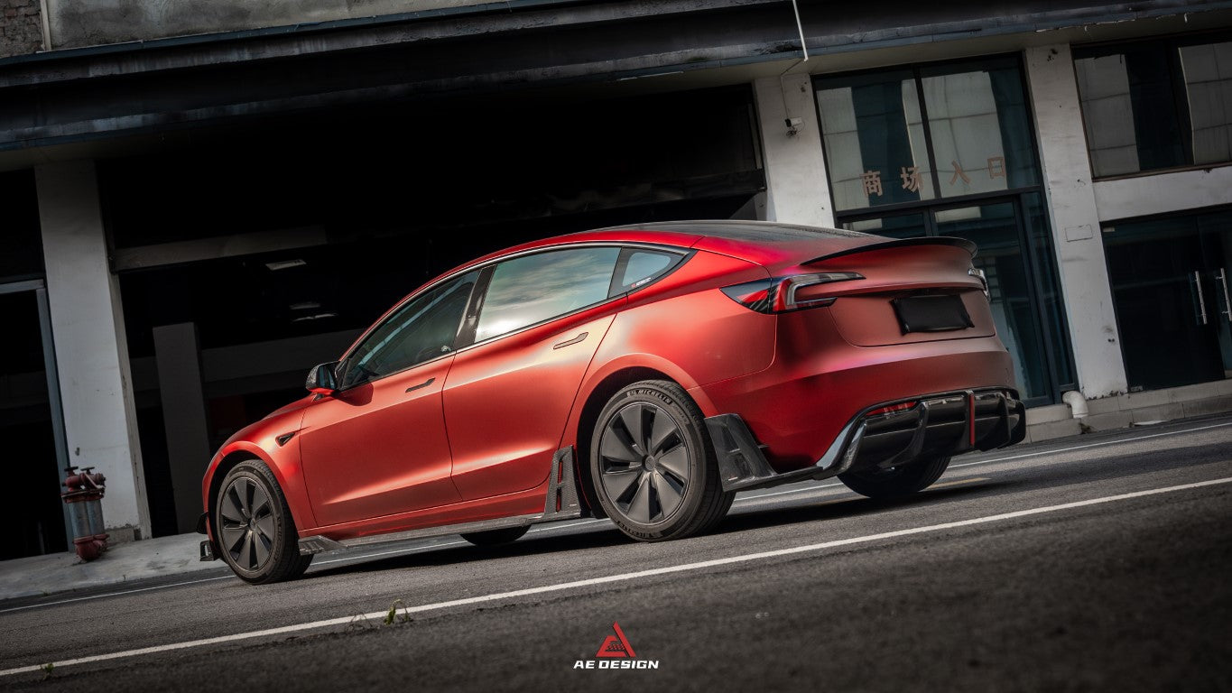 ArmorExtend Carbon Fiber AE Side Skirts & Canards for Tesla Model 3 Highland 2024-ON