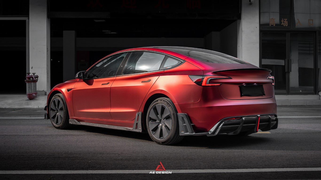 ArmorExtend Carbon Fiber AE Side Skirts & Canards for Tesla Model 3 Highland 2024-ON