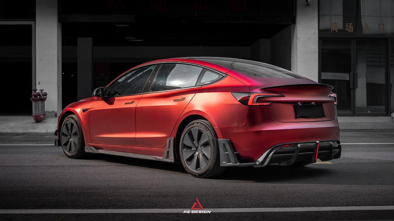 Tesla Model 3 Highland / Performance 2024-ON with Aftermarket Parts - AE Style Fiber Rear Wing Pre-preg Carbon from ArmorExtend
