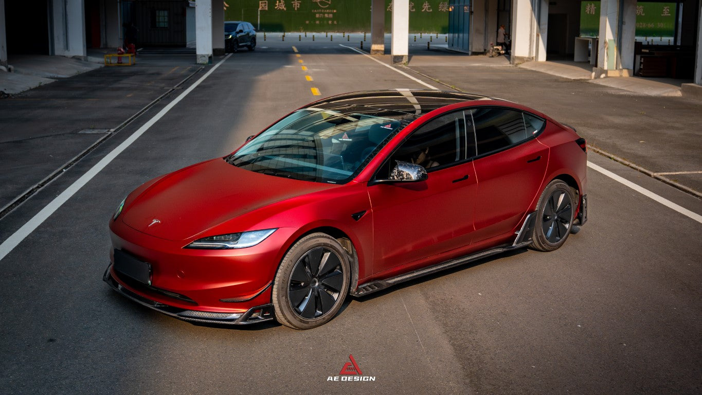 ArmorExtend Carbon Fiber AE Side Skirts & Canards for Tesla Model 3 Highland 2024-ON