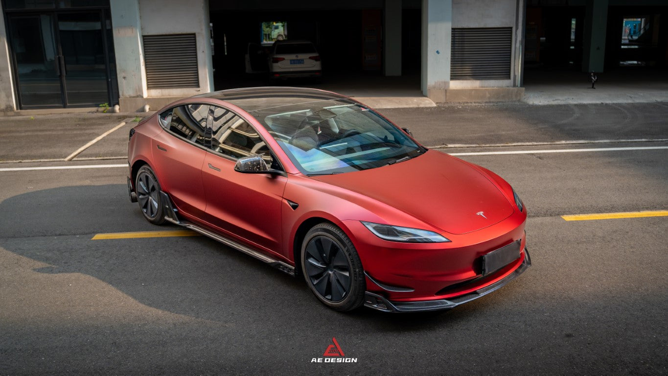 ArmorExtend Carbon Fiber AE Side Skirts & Canards for Tesla Model 3 Highland 2024-ON
