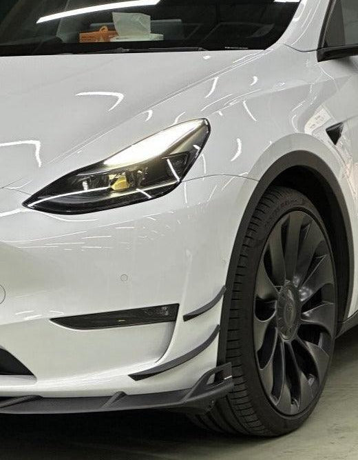 Tesla Model Y 2020 2021 2022 2023 2024 2025 with Aftermarket Parts - AE Style Front Canards Carbon Fiber from ArmorExtend