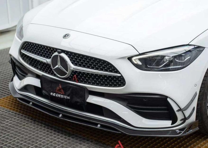 Mercedes Benz C-Class C300 (with sport-package bumper) W206 2021 2022 2023 2024 with Aftermarket Parts - AE Style Front Lip Carbon Fiber from ArmorExtend