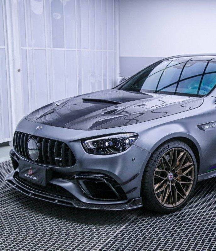 Mercedes Benz E63 E63S W213 2017 2018 2019 2020 2021 2022 2023 2024 with Aftermarket Parts - AE Hood Bonnet Carbon Fiber from ArmorExtend
