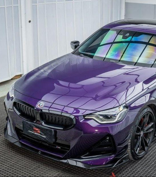 BMW 2 Series G42 230i (With M-Package Bumper) M240i 2022 2023 2024 with Aftermarket Parts - AE Style Front Lip Pre-preg Carbon Fiber from ArmorExtend