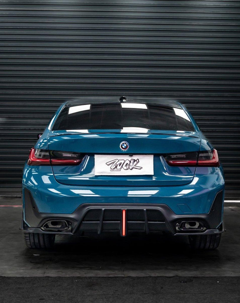 BMW 3 Series 330i (With M-Package Bumper, does not fit base model) M340i G20 G21 LCI 2023 2024 with Aftermarket Parts - Plustic Style Rear Diffuser & Canards ABS from ArmorExtend